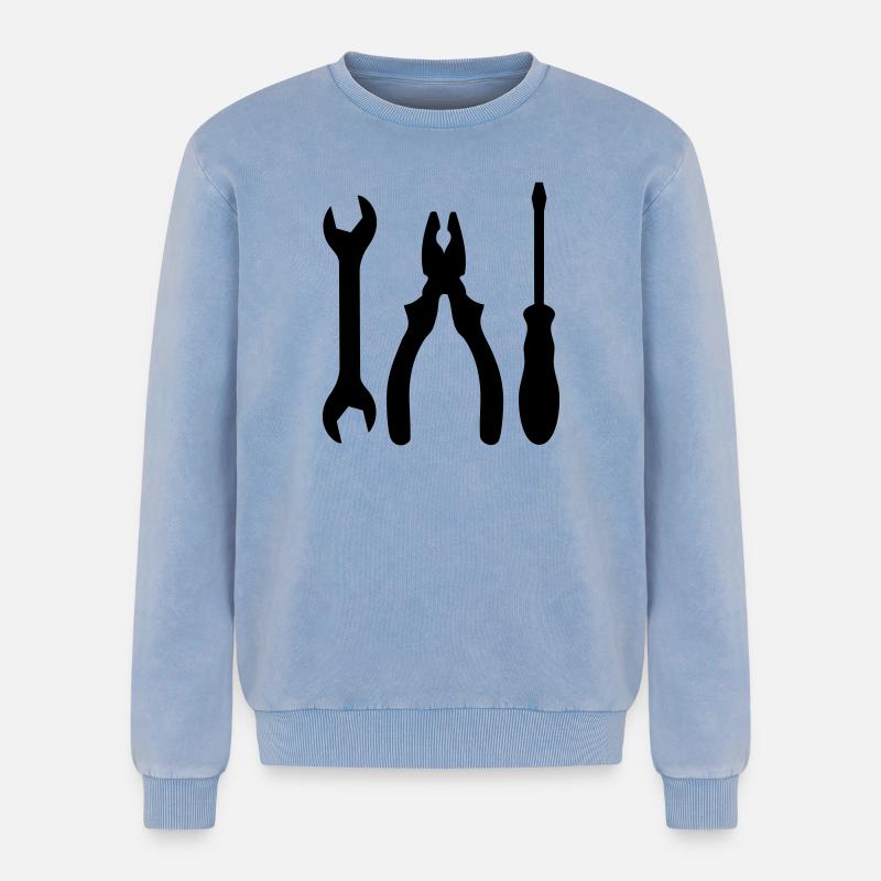 tools - Relaxed Unisex Premium Acid Washed Sweatshirt - acid washed blue