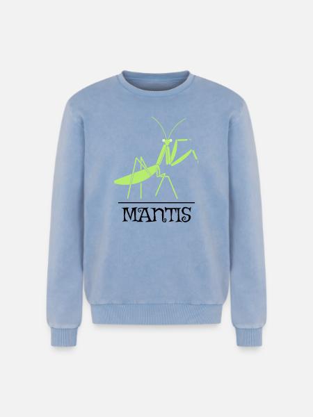 Gottesanbeterin – Illustration für Naturfreunde - Relaxed Unisex Premium Acid-Washed Sweatshirt - Blau Acid Wash