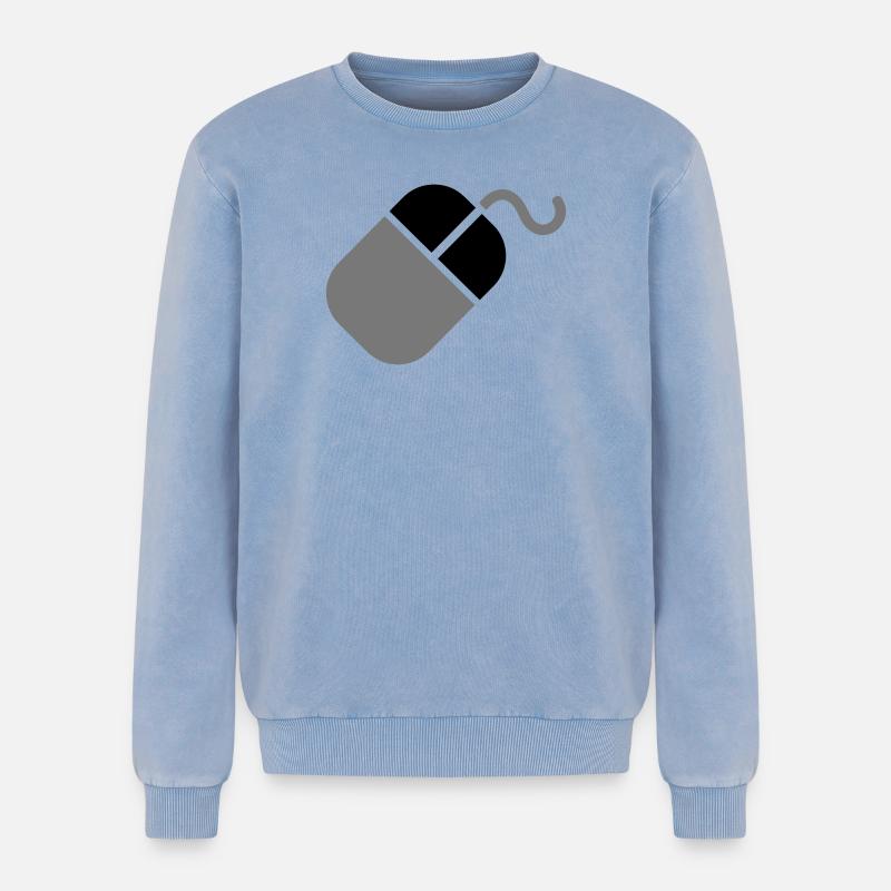 Mouse PC computer - Relaxed Unisex Premium Acid Washed Sweatshirt - acid washed blue