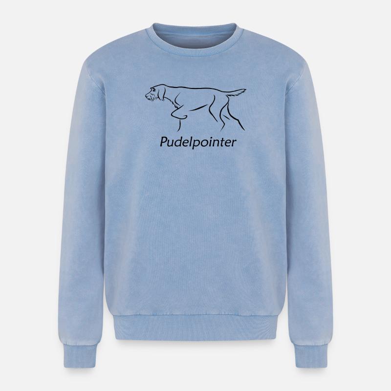 Poodle pointer - Relaxed Unisex Premium Acid Washed Sweatshirt - acid washed blue
