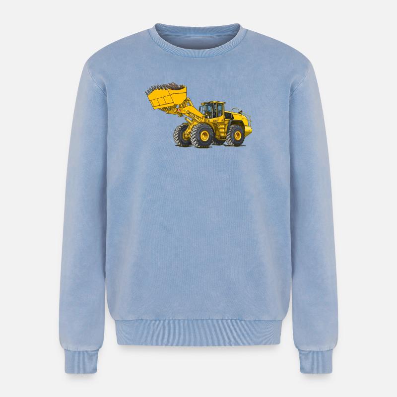 Wheel loader, construction machine - Relaxed Unisex Premium Acid Washed Sweatshirt - acid washed blue