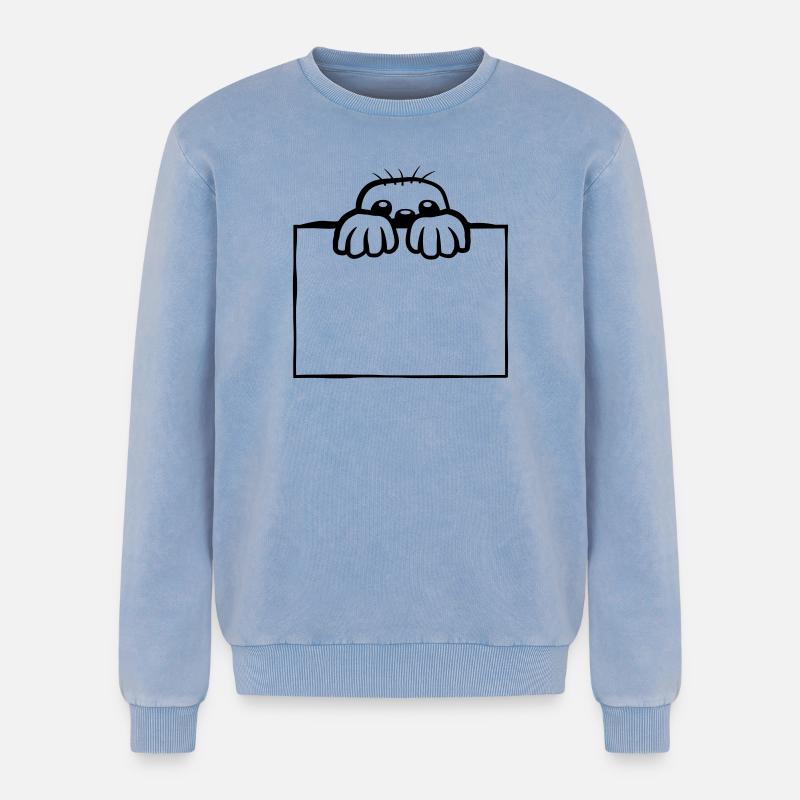 Shield Mole Design - Relaxed Unisex Premium Acid Washed Sweatshirt - acid washed blue