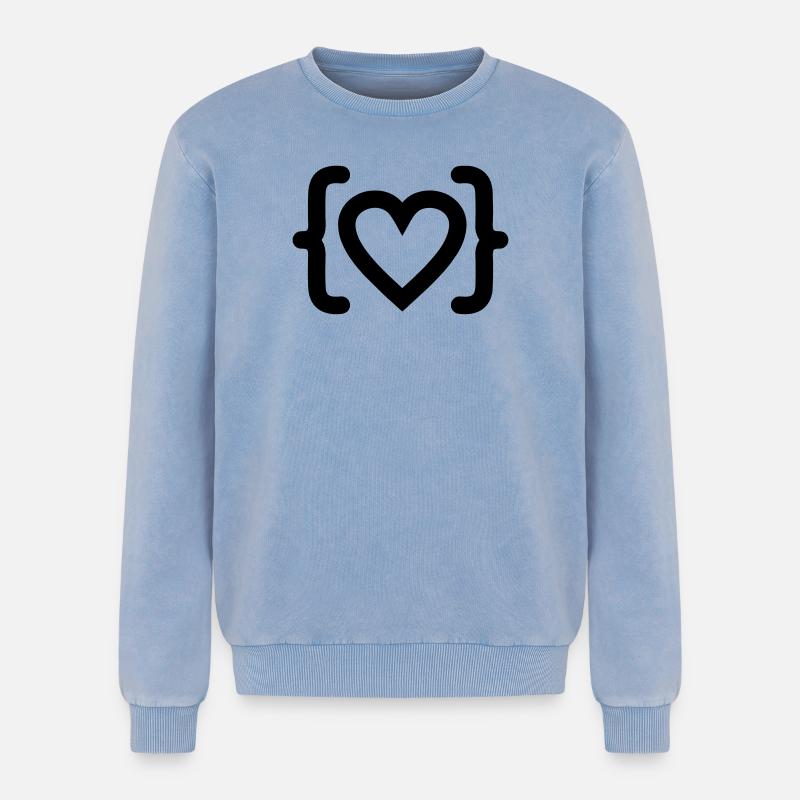 Heart of programmer code logo - Relaxed Unisex Premium Acid Washed Sweatshirt - acid washed blue
