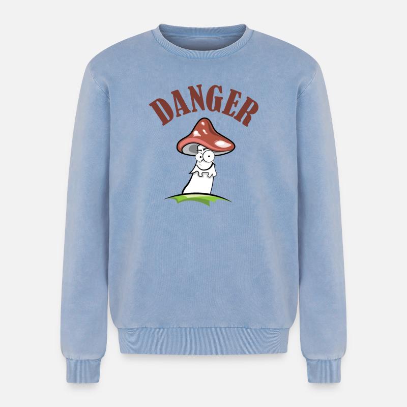 Toadstool danger symbol comic funny - Relaxed Unisex Premium Acid Washed Sweatshirt - acid washed blue