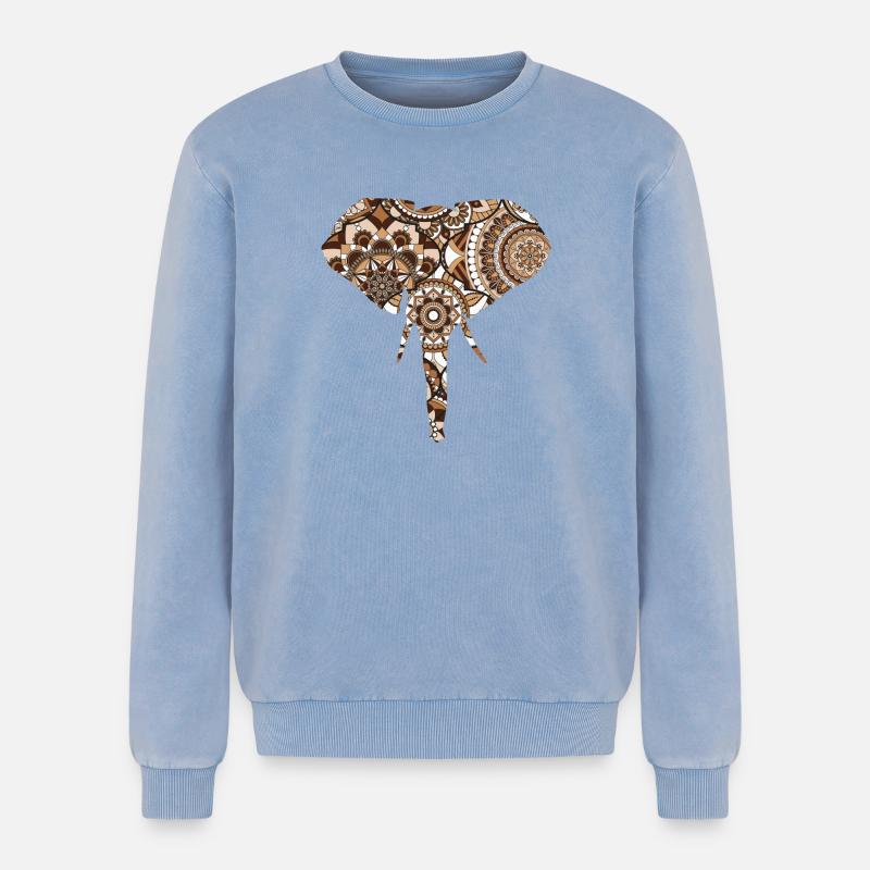 Elephant pattern - Relaxed Unisex Premium Acid Washed Sweatshirt - acid washed blue