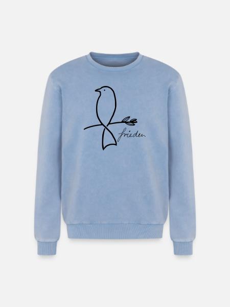 Peace - Relaxed Unisex Premium Acid Washed Sweatshirt - acid washed blue