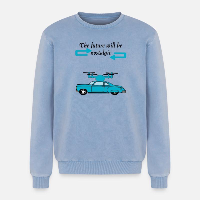 Der Futur wird nostalgisch sein - Relaxed Unisex Premium Acid-Washed Sweatshirt - Blau Acid Wash
