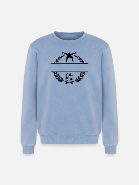 Football 1 - Relaxed Unisex Premium Acid Washed Sweatshirt - acid washed blue