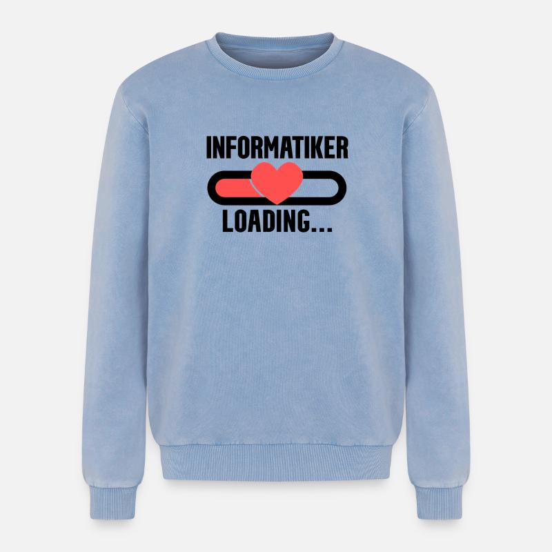 Informatiker Loading - Relaxed Unisex Premium Acid-Washed Sweatshirt - Blau Acid Wash