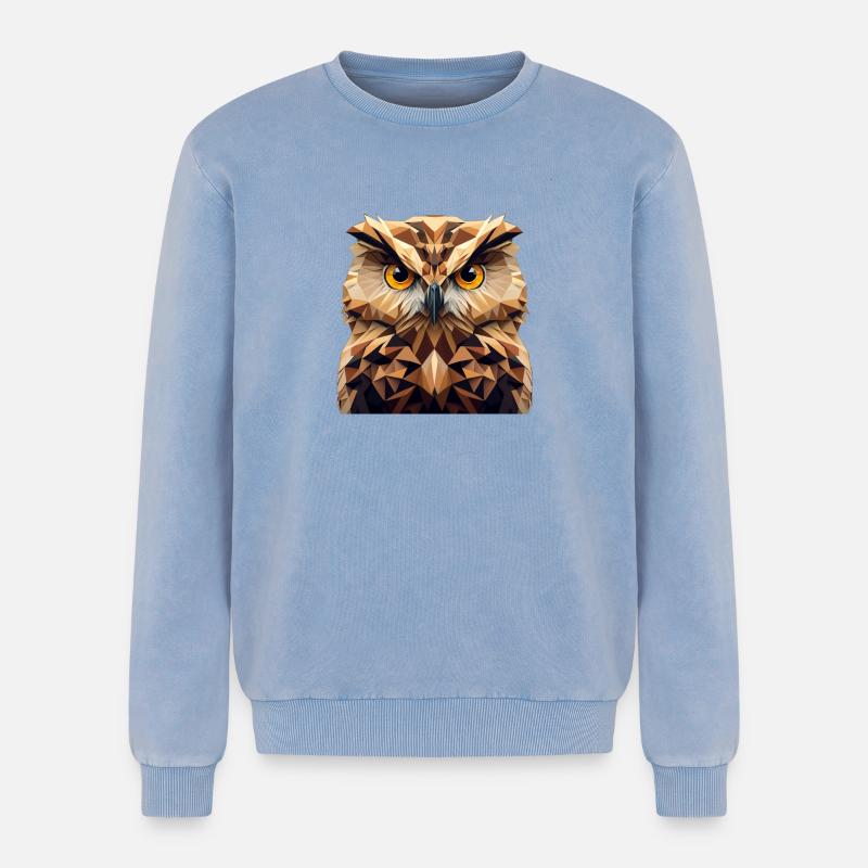 Polygon Eule - Relaxed Unisex Premium Acid-Washed Sweatshirt - Blau Acid Wash