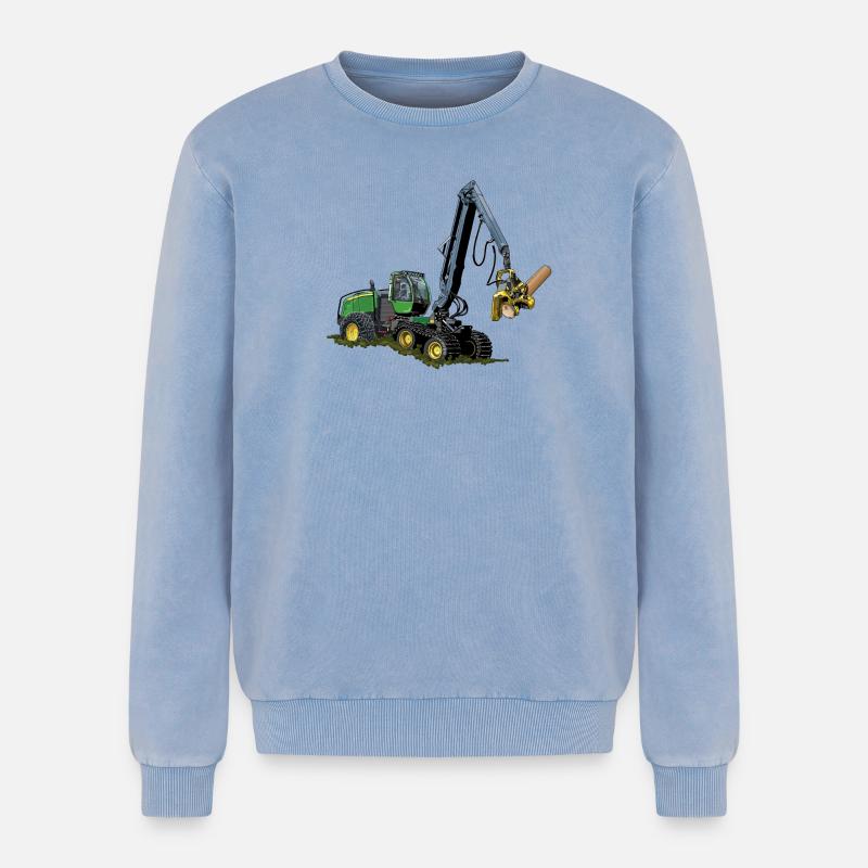Moissonneuse-batteuse, Moissonneuse-batteuse - Sweatshirt unisexe Premium acid-wash en coton - bleu délavé acide
