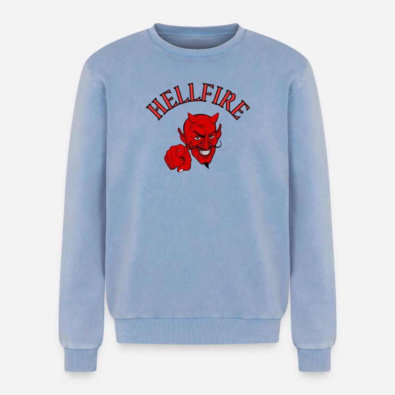 Devil, Satan, Devil, Hellfire - Relaxed Unisex Premium Acid Washed Sweatshirt - acid washed blue