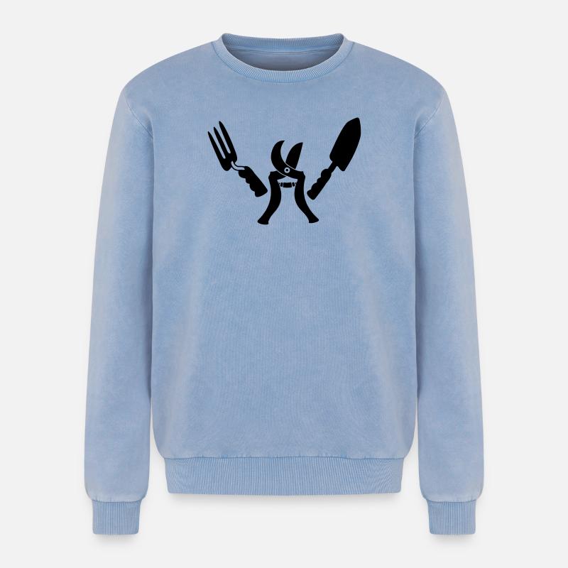 Gartengärtner bereit - Relaxed Unisex Premium Acid-Washed Sweatshirt - Blau Acid Wash