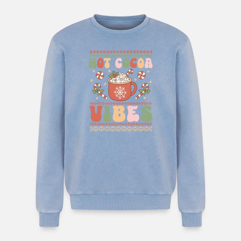 Hässlicher Weihnachtspullover - Relaxed Unisex Premium Acid-Washed Sweatshirt - Blau Acid Wash