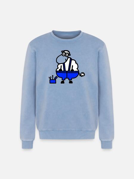 Craftsman's sheep, hero of labor - Relaxed Unisex Premium Acid Washed Sweatshirt - acid washed blue
