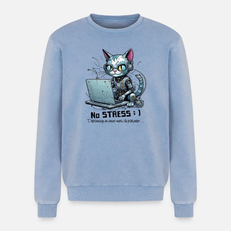 Geekiger Computer-Chat, Computer-Humor - Relaxed Unisex Premium Acid-Washed Sweatshirt - Blau Acid Wash