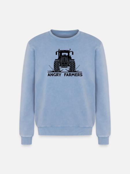 Traktor-Protest Wütende Bauern - Relaxed Unisex Premium Acid-Washed Sweatshirt - Blau Acid Wash