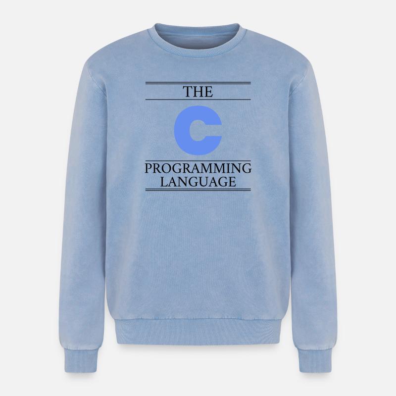 The C Programming Language - Relaxed Unisex Premium Acid Washed Sweatshirt - acid washed blue