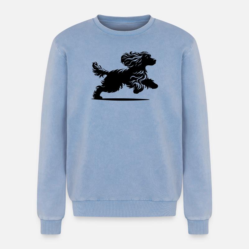 Cocker Spaniel - Relaxed Unisex Premium Acid-Washed Sweatshirt - Blau Acid Wash