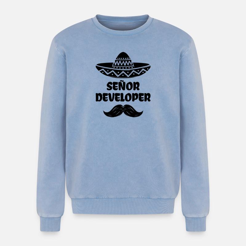 Developer Statement Scripting Dev Computergeek - Relaxed Unisex Premium Acid Washed Sweatshirt - acid washed blue