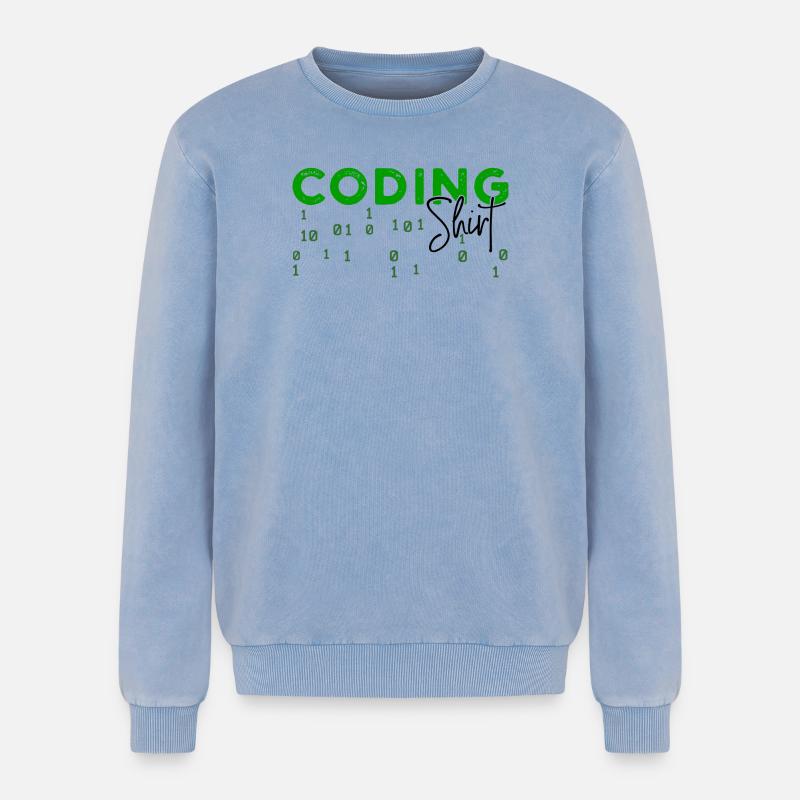 Coden Developer Programmierer Webentwickler Spruch - Relaxed Unisex Premium Acid-Washed Sweatshirt - Blau Acid Wash