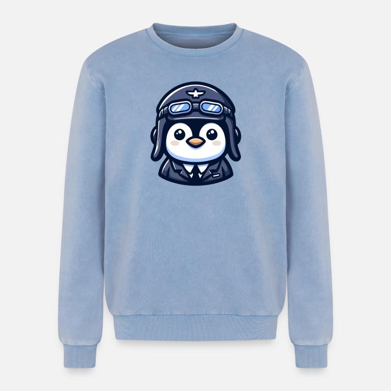 Flug der Eispiloten - Relaxed Unisex Premium Acid-Washed Sweatshirt - Blau Acid Wash