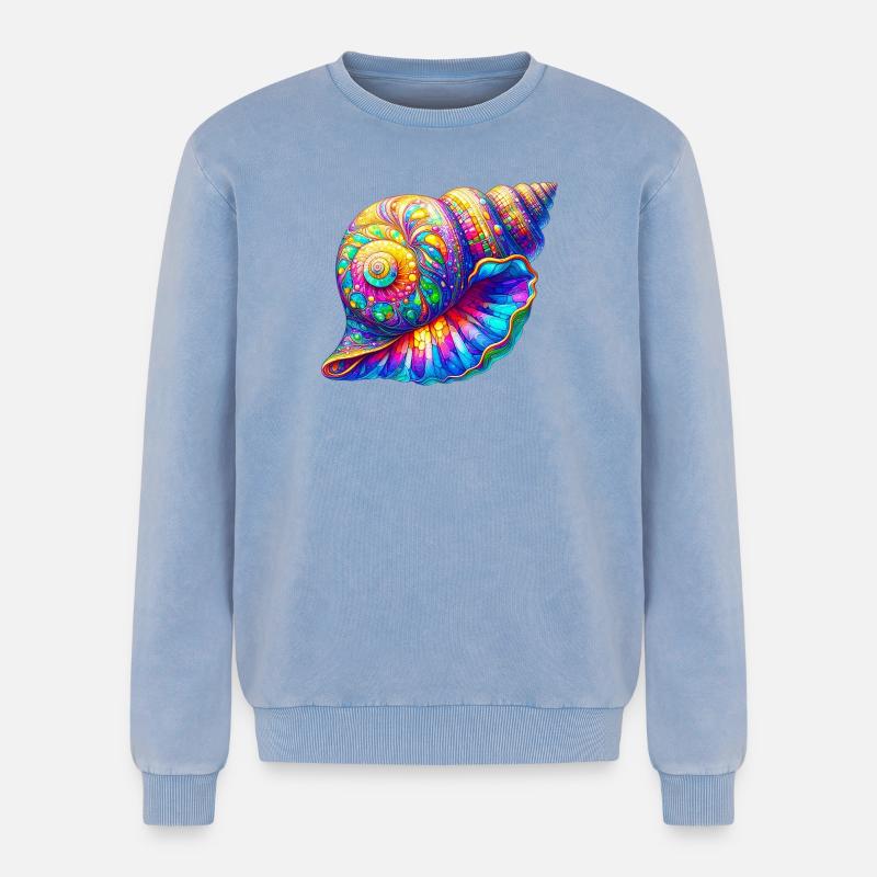 Shell - Relaxed Unisex Premium Acid Washed Sweatshirt - acid washed blue