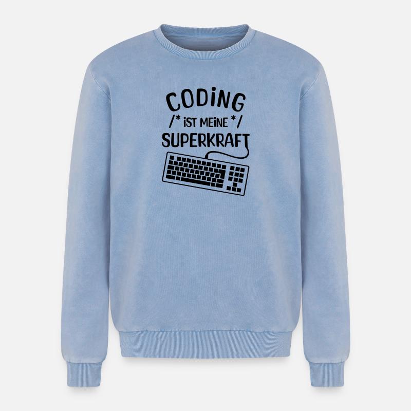 Computer Code Statement Developer Computerfreak - Relaxed Unisex Premium Acid-Washed Sweatshirt - Blau Acid Wash