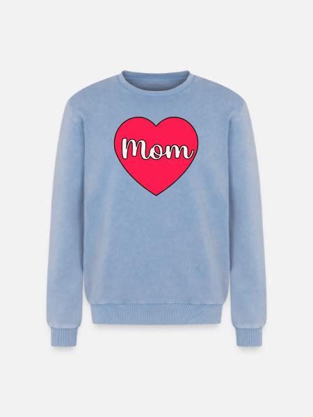 Mom Heart - Relaxed Unisex Premium Acid Washed Sweatshirt - acid washed blue