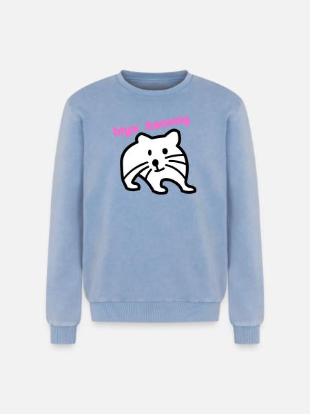 hiya hammy - Relaxed Unisex Premium Acid Washed Sweatshirt - acid washed blue