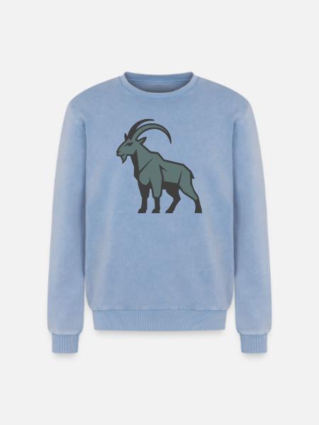 Bergziege - Relaxed Unisex Premium Acid-Washed Sweatshirt - Blau Acid Wash