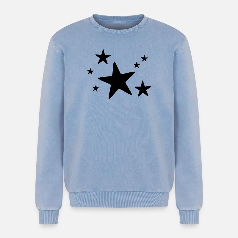 Sternengruppe einfarbig - Relaxed Unisex Premium Acid-Washed Sweatshirt - Blau Acid Wash
