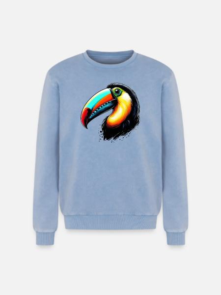 Toucan - Sweatshirt unisexe Premium acid-wash en coton - bleu délavé acide