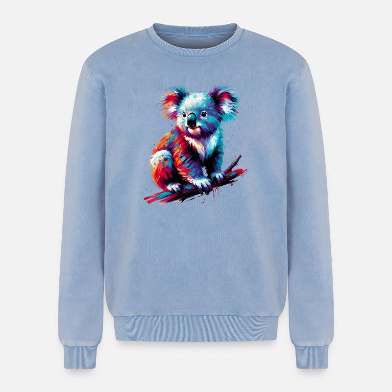 Koala - Relaxed Unisex Premium Acid-Washed Sweatshirt - Blau Acid Wash