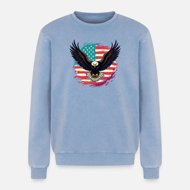 Bald eagle - Relaxed Unisex Premium Acid Washed Sweatshirt - acid washed blue