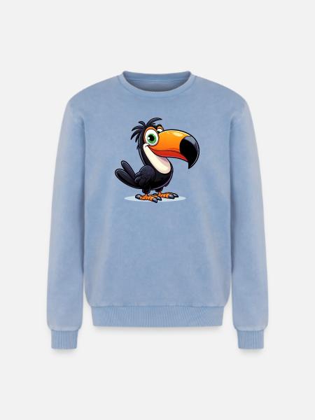 Toucan - Relaxed Unisex Premium Acid Washed Sweatshirt - acid washed blue