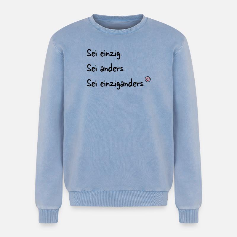Sei einziganders - Relaxed Unisex Premium Acid-Washed Sweatshirt - Blau Acid Wash