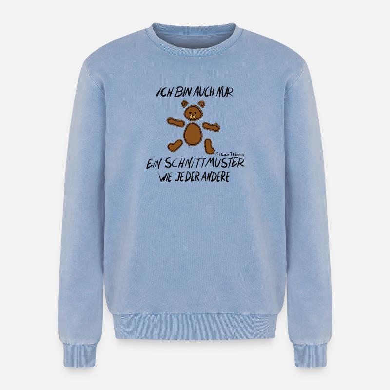Pattern Bears - Relaxed Unisex Premium Acid Washed Sweatshirt - acid washed blue