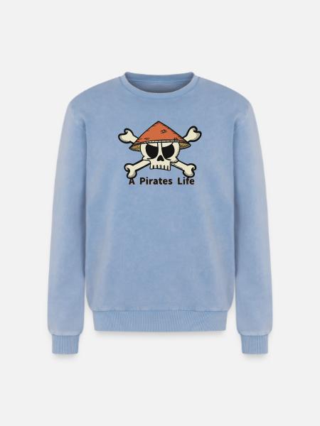 A Pirates Life logo - Relaxed Unisex Premium Acid-Washed Sweatshirt - Blau Acid Wash