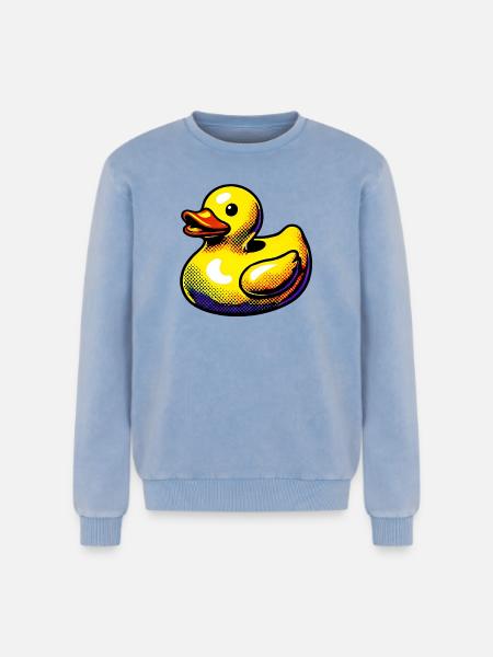 Duckling Duck Duck Duck - Relaxed Unisex Premium Acid Washed Sweatshirt - acid washed blue