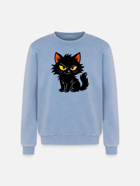 Chaton doux - Sweatshirt unisexe Premium acid-wash en coton - bleu délavé acide