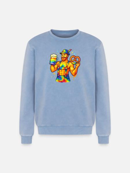 pride bavarian - Relaxed Unisex Premium Acid-Washed Sweatshirt - Blau Acid Wash