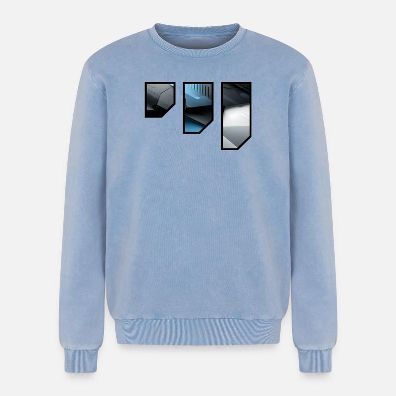 Futuristic Techno Abstract Pattern - Relaxed Unisex Premium Acid Washed Sweatshirt - acid washed blue