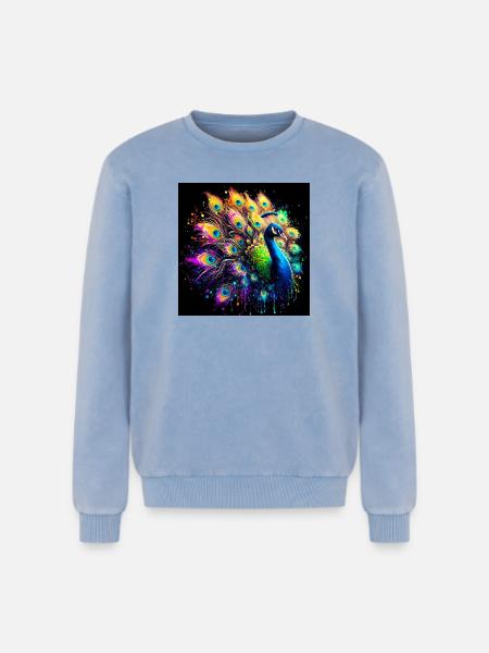 paon - Sweatshirt unisexe Premium acid-wash en coton - bleu délavé acide