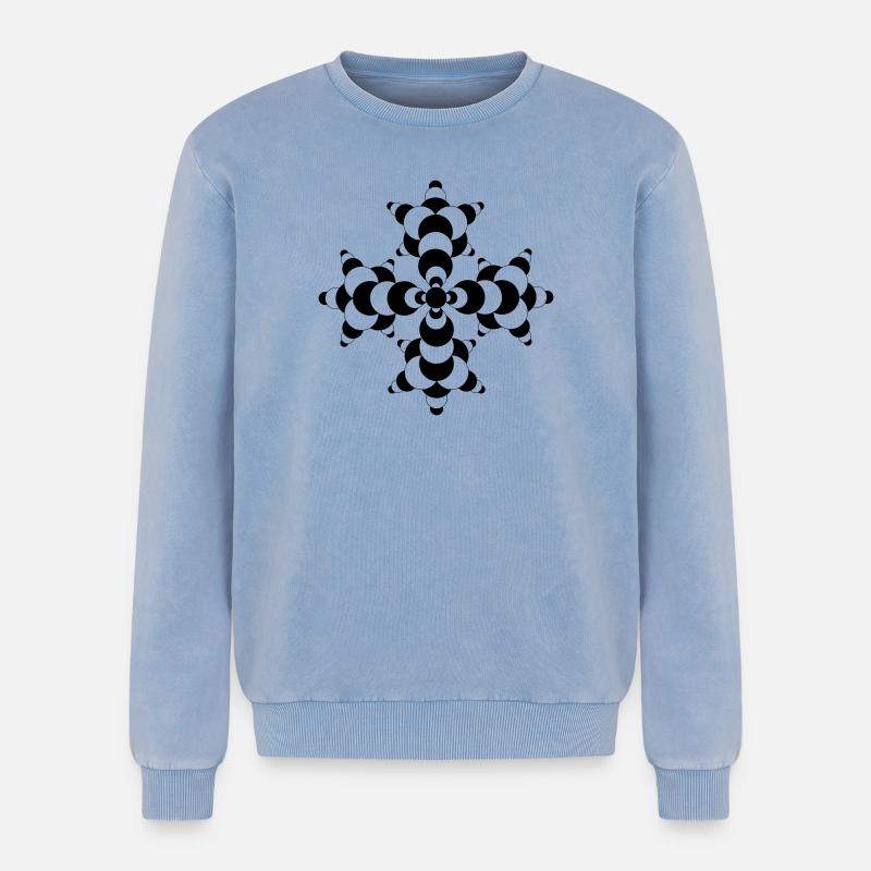 Fractal Molecule Crop Circle - Relaxed Unisex Premium Acid Washed Sweatshirt - acid washed blue