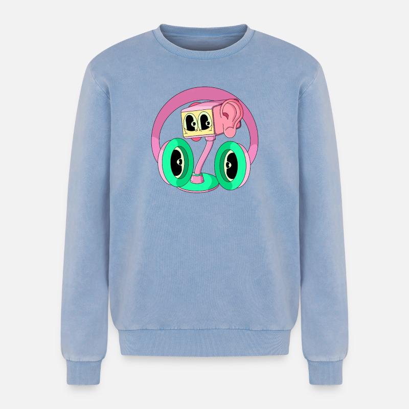 FREQUENZ - Relaxed Unisex Premium Acid-Washed Sweatshirt - Blau Acid Wash