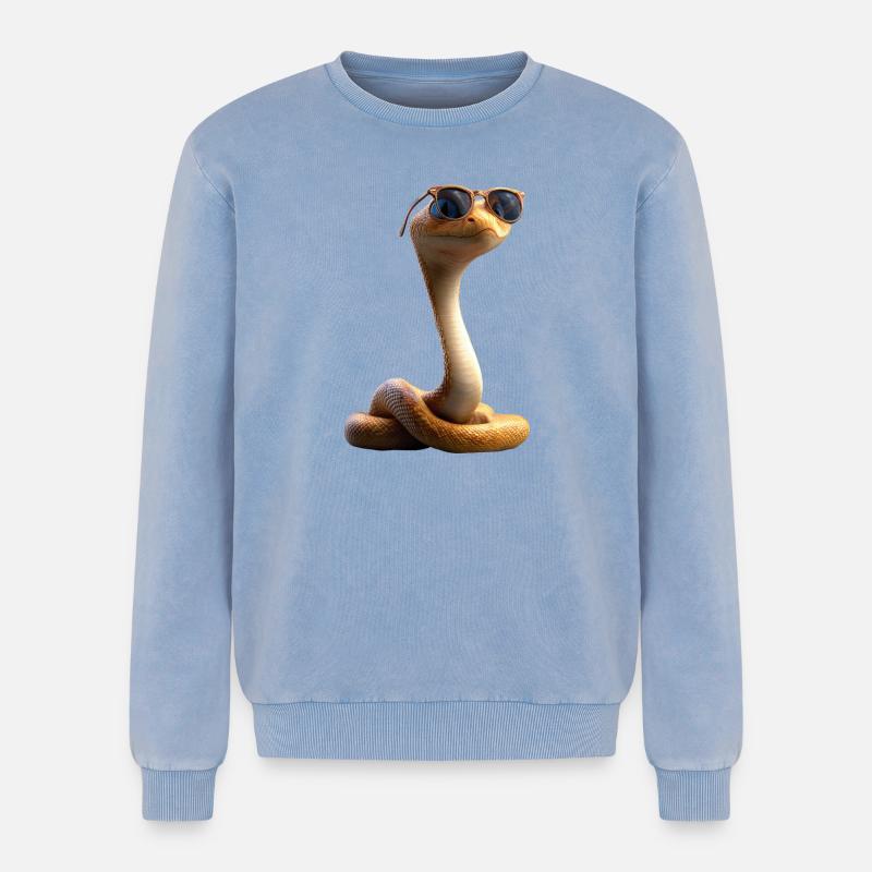 Schlange Python Kobra Klapperschlange Schlangen - Relaxed Unisex Premium Acid-Washed Sweatshirt - Blau Acid Wash