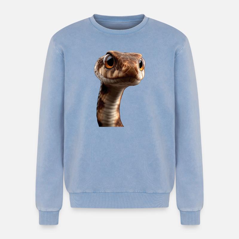 Schlange Python Kobra Klapperschlange Schlangen - Relaxed Unisex Premium Acid-Washed Sweatshirt - Blau Acid Wash
