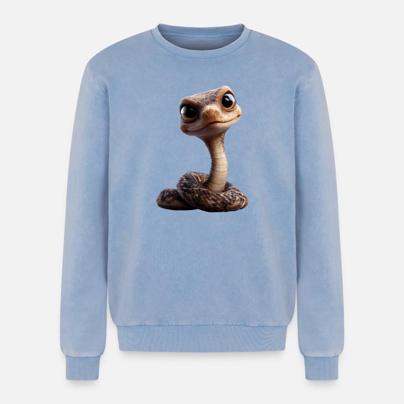 Schlange Python Kobra Klapperschlange Schlangen - Relaxed Unisex Premium Acid-Washed Sweatshirt - Blau Acid Wash
