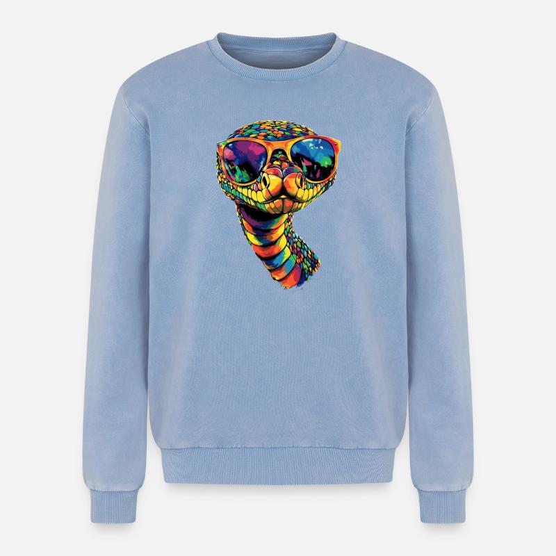 snake, python, cobra, rattlesnake, snakes - Relaxed Unisex Premium Acid Washed Sweatshirt - acid washed blue